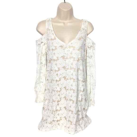 Gianni Bini Cold Shoulder Lace Dress Cream Size Small - Picture 1 of 4